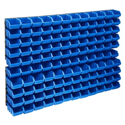 Kit Caixas Arrumação com Painéis de Parede Azul e Preto (128 pcs)