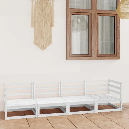 Sofá de 4 Lugares para Jardim Pinho Maciço Branco