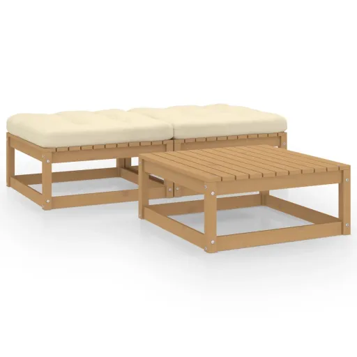 Conjunto Lounge de Jardim c/ Almofadões Pinho Maciço (3 pcs)