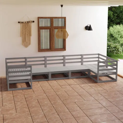 Conjunto Lounge de Jardim Pinho Maciço (7 pcs)