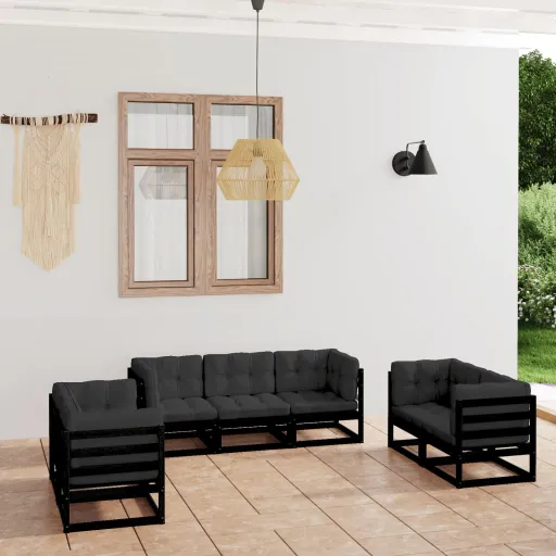 Conjunto Lounge de Jardim c/ Almofadões Pinho Maciço (7 pcs)