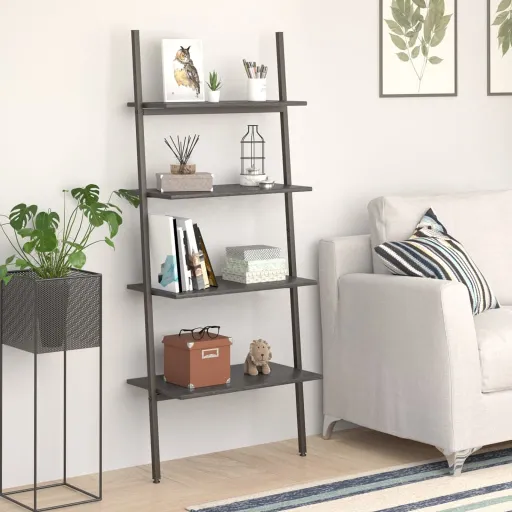 Unidade 4 Prateleiras Inclinada 64x34x150,5 cm Preto