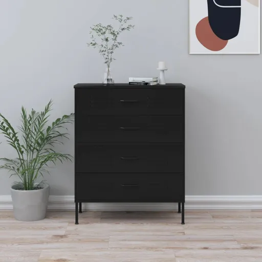 Cómoda/Aparador com Gavetas Aço 80x35x101,5 cm Preto