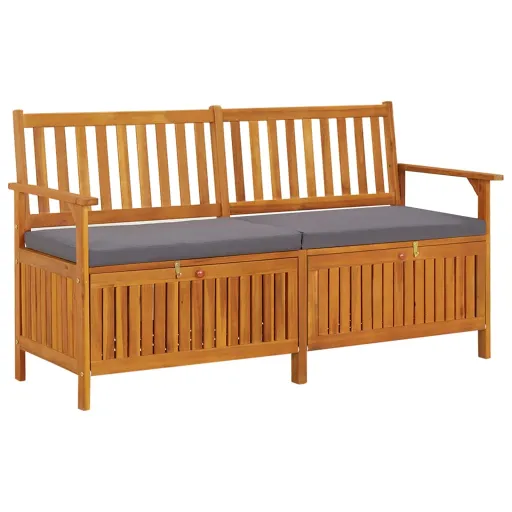 Banco de Arrumação c/ Almofadão 148 cm Madeira de Acácia Maciça