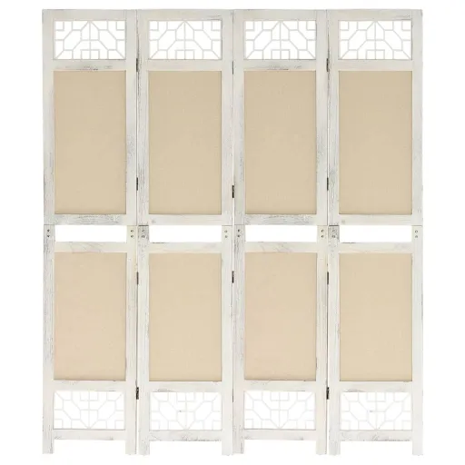 Biombo com 4 Painéis 140x165 cm Tecido Cor Creme