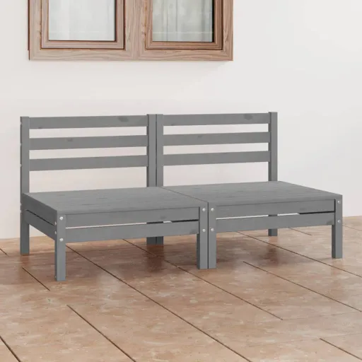 Sofá de 2 Lugares para Jardim Pinho Maciço Cinzento