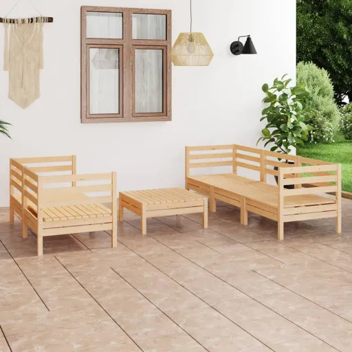 Conjunto Lounge de Jardim Pinho Maciço (6 pcs)