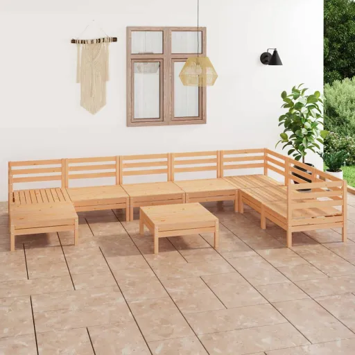Conjunto Lounge de Jardim Pinho Maciço (9 pcs)