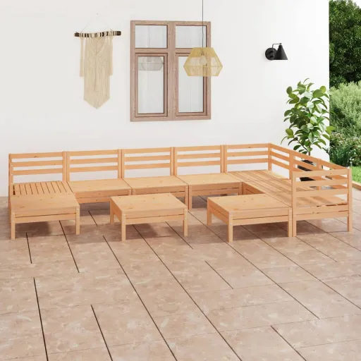Conjunto Lounge de Jardim Pinho Maciço (10 pcs)