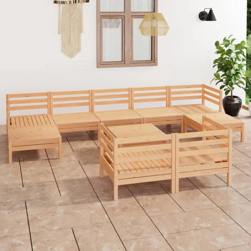 Conjunto Lounge de Jardim Pinho Maciço (10 pcs)