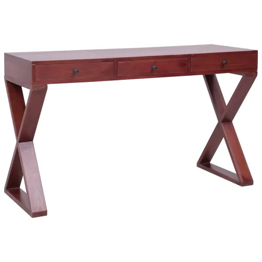 Secretária 115x47x77 cm Madeira de Mogno Maciça Castanho