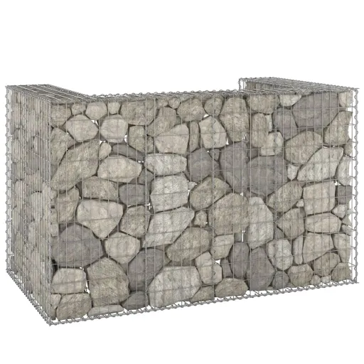 Muro Gabião p/ Caixotes do Lixo Aço Galvanizado 180x100x110 cm