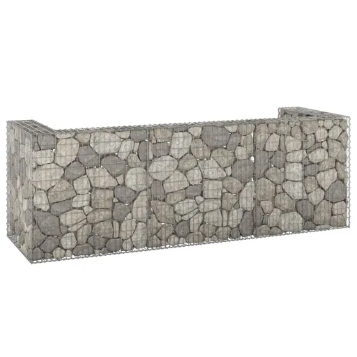 Muro Gabião p/ Caixotes do Lixo Aço Galvanizado 325x100x110 cm
