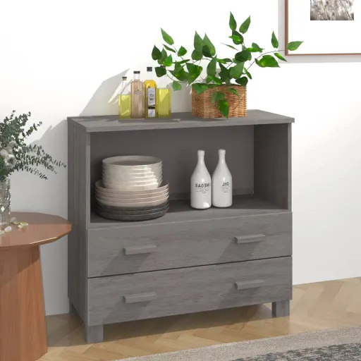 Aparador HAMAR 85x35x80 cm Pinho Maciço Cinza-Claro