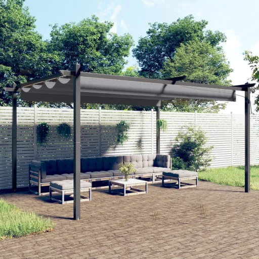 Gazebo de Jardim com Telhado Retrátil 4x3 m Antracite