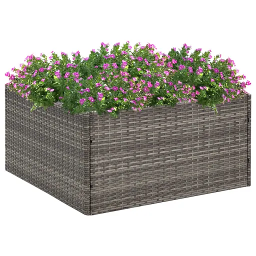 Vaso/Floreira de Jardim 80x80x40 cm Vime PE Cinzento