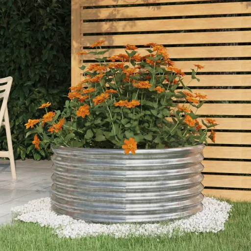 Vaso/Floreira de Jardim Aço Galvanizado 80x80x36 cm Prateado