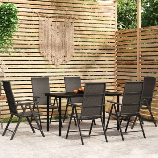 Conjunto de Jantar para Jardim Preto (7 pcs)