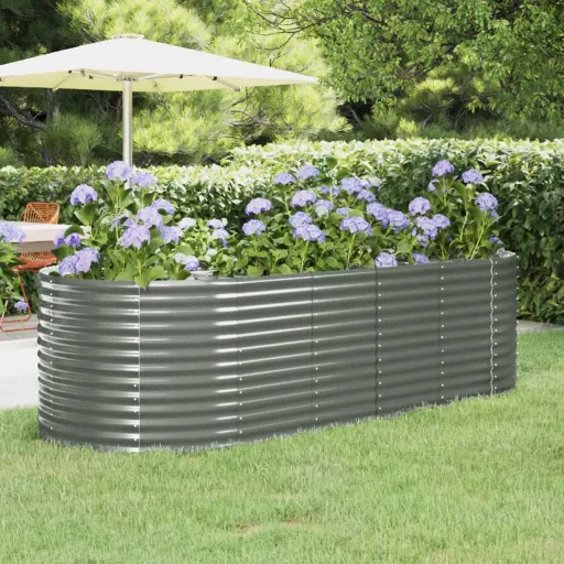 Canteiro Elevado Jardim 249x100x68 Aço Galvanizado Cinzento