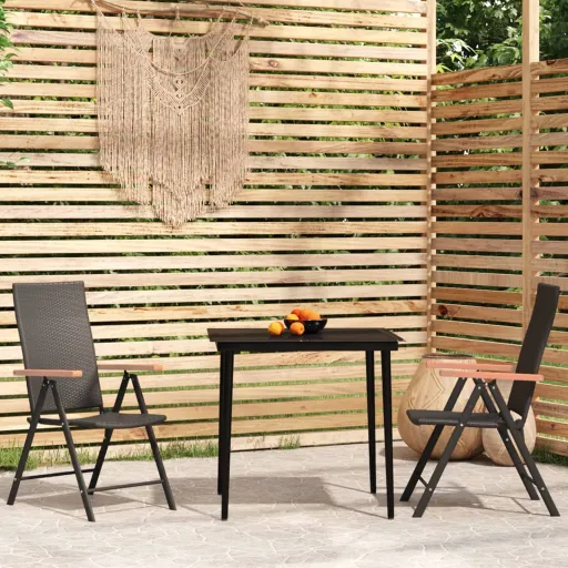 Conjunto de Jantar para Jardim Preto (3 pcs)
