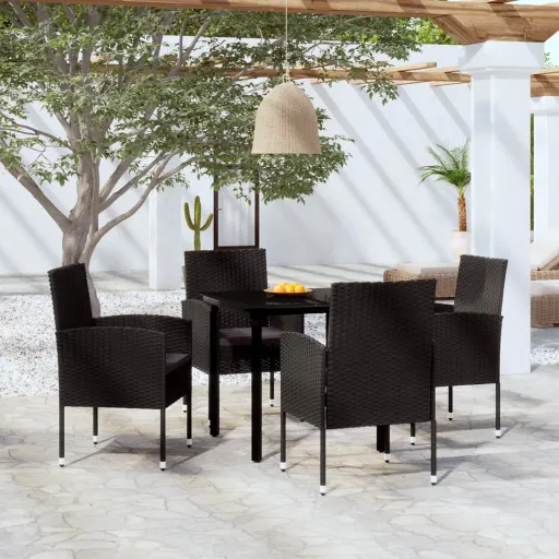 Conjunto de Jantar para Jardim Preto (5 pcs)