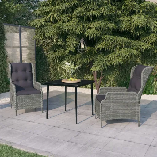 Conjunto de Jantar para Jardim Cinzento-Claro (3 pcs)