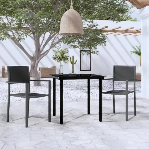 Conjunto de Jantar para Jardim Preto (3 pcs)