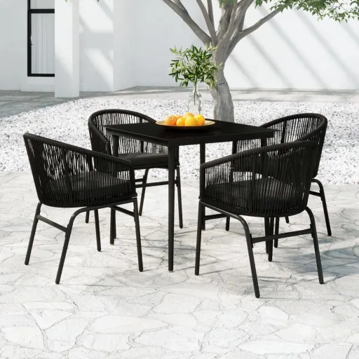 Conjunto de Jantar para Jardim Preto (5 pcs)