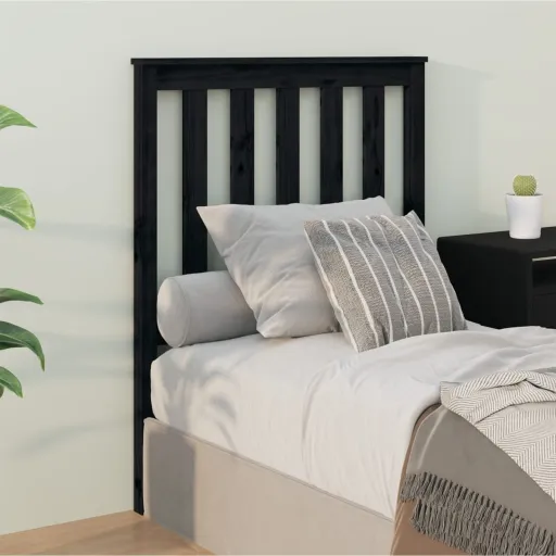 Cabeceira de Cama 81x6x101 cm Pinho Maciço Preto