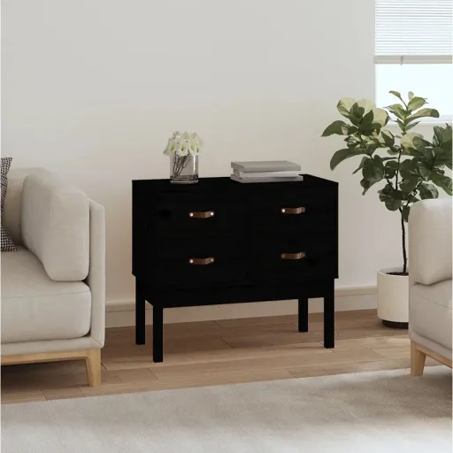Mesa Consola 90x40x78 cm Madeira de Pinho Maciça Preto