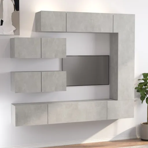 Conjunto Móveis de TV   Madeira Processada Cinzento Cimento (7 pcs)