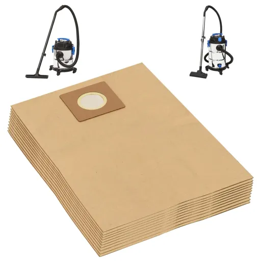 Sacos de Papel para Aspirador a Seco e Húmido   Castanho (10 pcs)