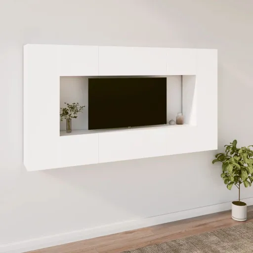 Conjunto Móveis de TV   Madeira Processada Branco (8 pcs)