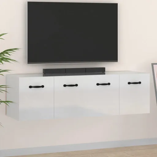 Armários Parede   80x36,5x35 cm Madeira Branco Brilhante (2 pcs)