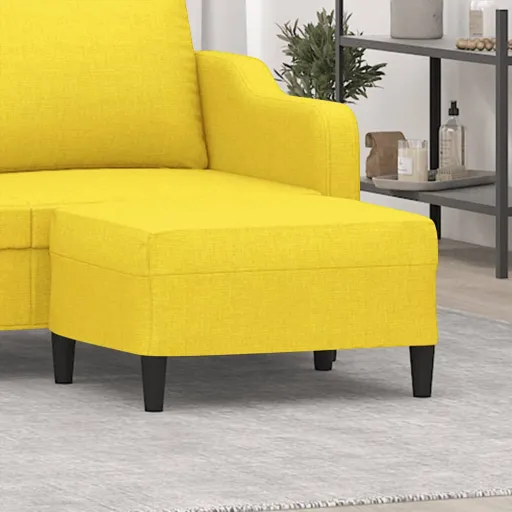 Apoio de Pés 70x55x41 cm Tecido Amarelo-Claro