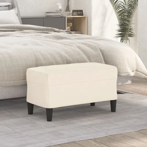 Banco 70x35x41 cm Veludo Cor Creme
