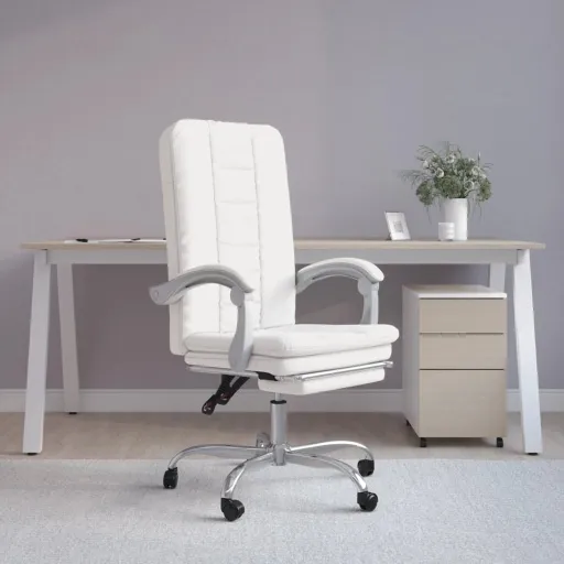 Cadeira de Escritório Executiva Couro Artificial Branco