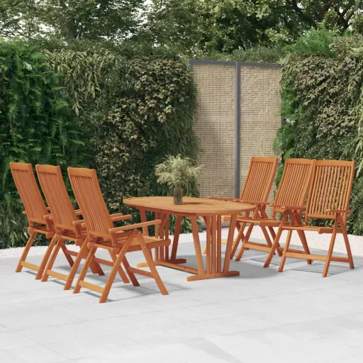 Conj. Jantar para Jardim Madeira de Eucalipto Maciça (7 pcs)