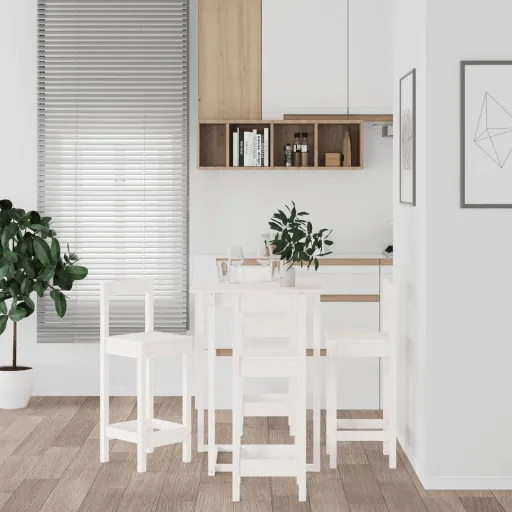 Conjunto de Bar Pinho Maciço Branco (5 pcs)