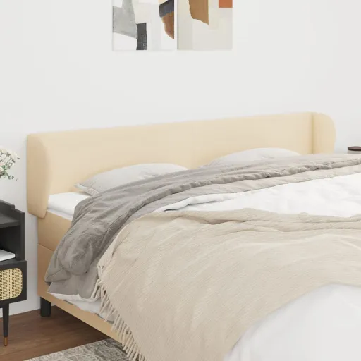 Cabeceira de Cama c/ Abas Tecido 163x23x78/88 cm Creme