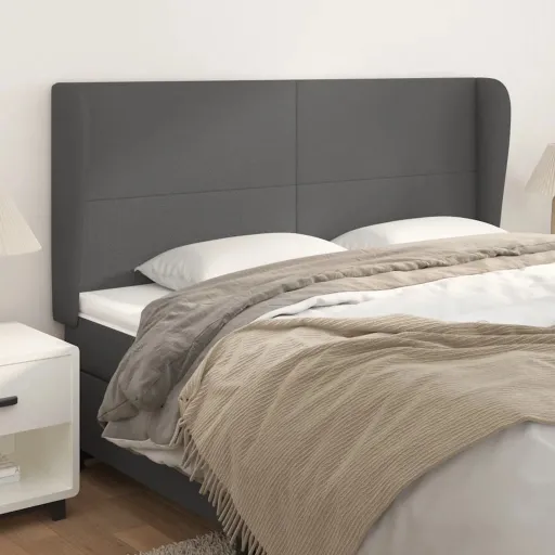 Cabeceira Cama c/ Abas Couro Artif. 183x23x118/128 cm Cinzento