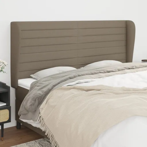 Cabeceira Cama Abas Tecido 183x23x118/128 cm Cinza-Acastanhado