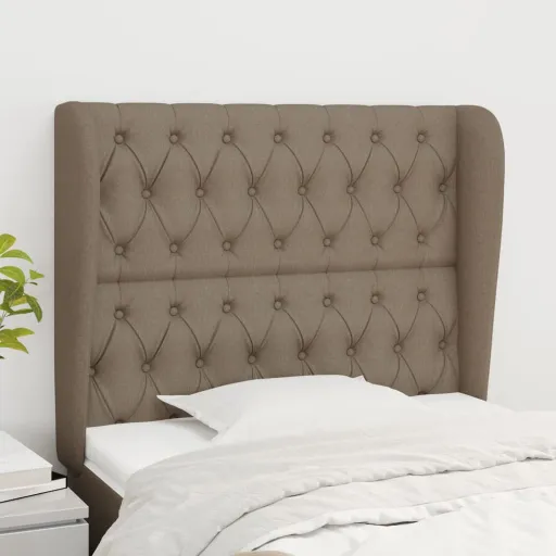 Cabeceira Cama Abas Tecido 103x23x118/128 cm Cinza-Acastanhado