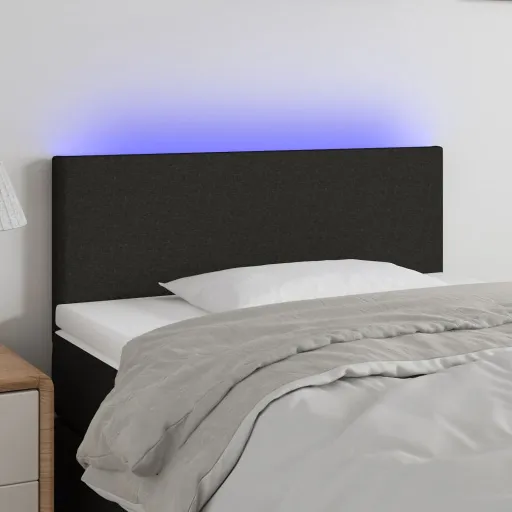 Cabeceira de Cama c/ Luzes LED Tecido 90x5x78/88 cm Preto