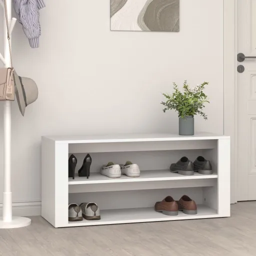 Sapateira 100x35x45 cm Derivados de Madeira Branco