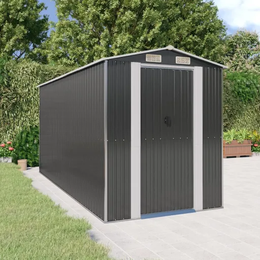Abrigo de Jardim 192x440x223 cm Aço Galvanizado Antracite