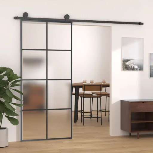 Porta Deslizante c/ Conj. Ferragens 90x205cm Vidro ESG/Alumínio