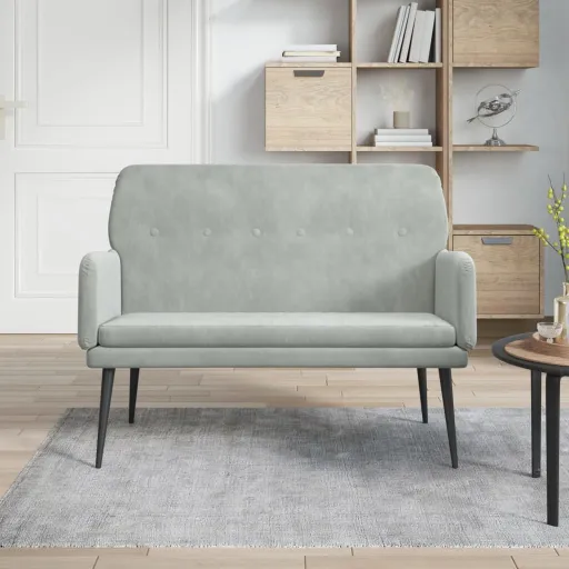 Banco 108x79x79 cm Veludo Cinzento-Claro