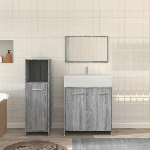 Conjunto Móveis Casa de Banho Madeira Proc. Cinza Sonoma (3 pcs)