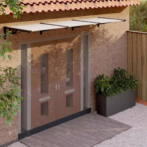 Toldo para Porta 358,5x90 cm Policarbonato Preto/Transparente